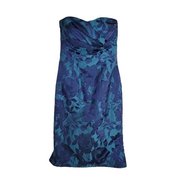 Cameron Blake by Mon Cheri Teal Floral Prom Mini Dress - Picture 1 of 3